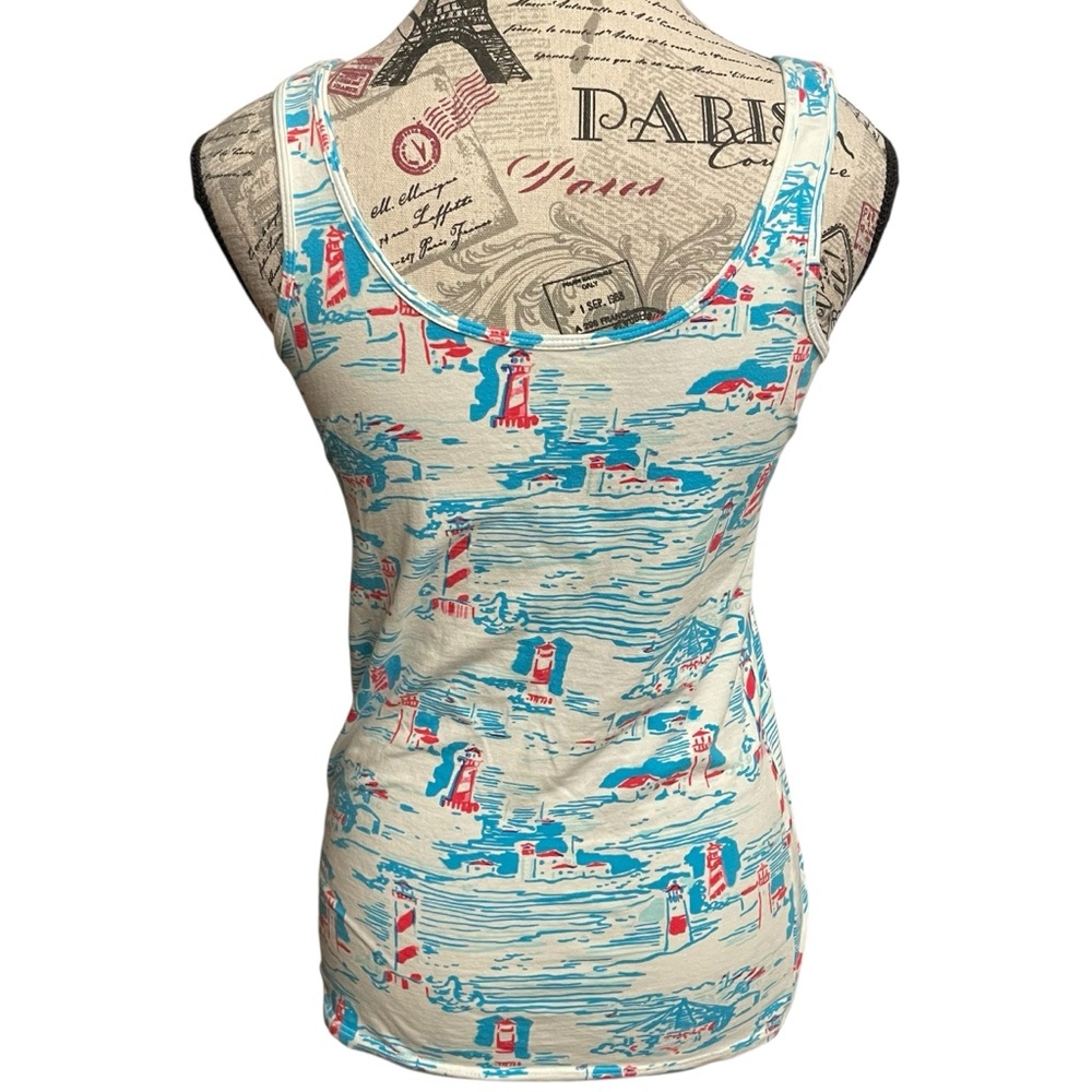 Lilly Pulitzer White, Blue and Pink lighthouse Tank Top - Picture 2 of 8